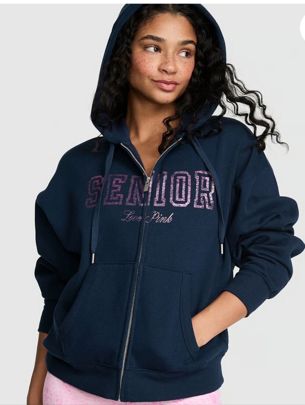VS PINK Campus Fleece Full-Zip Hoodie Sz Small